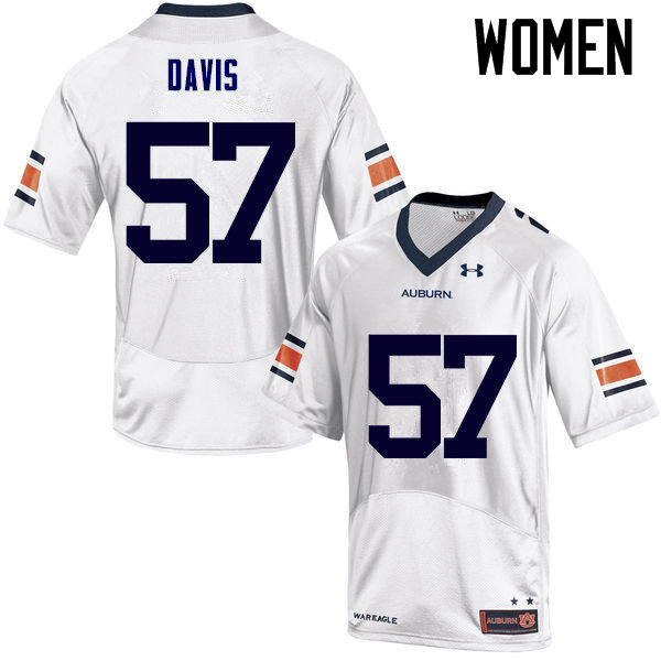 Women's Auburn Tigers #57 Deshaun Davis White College Stitched Football Jersey
